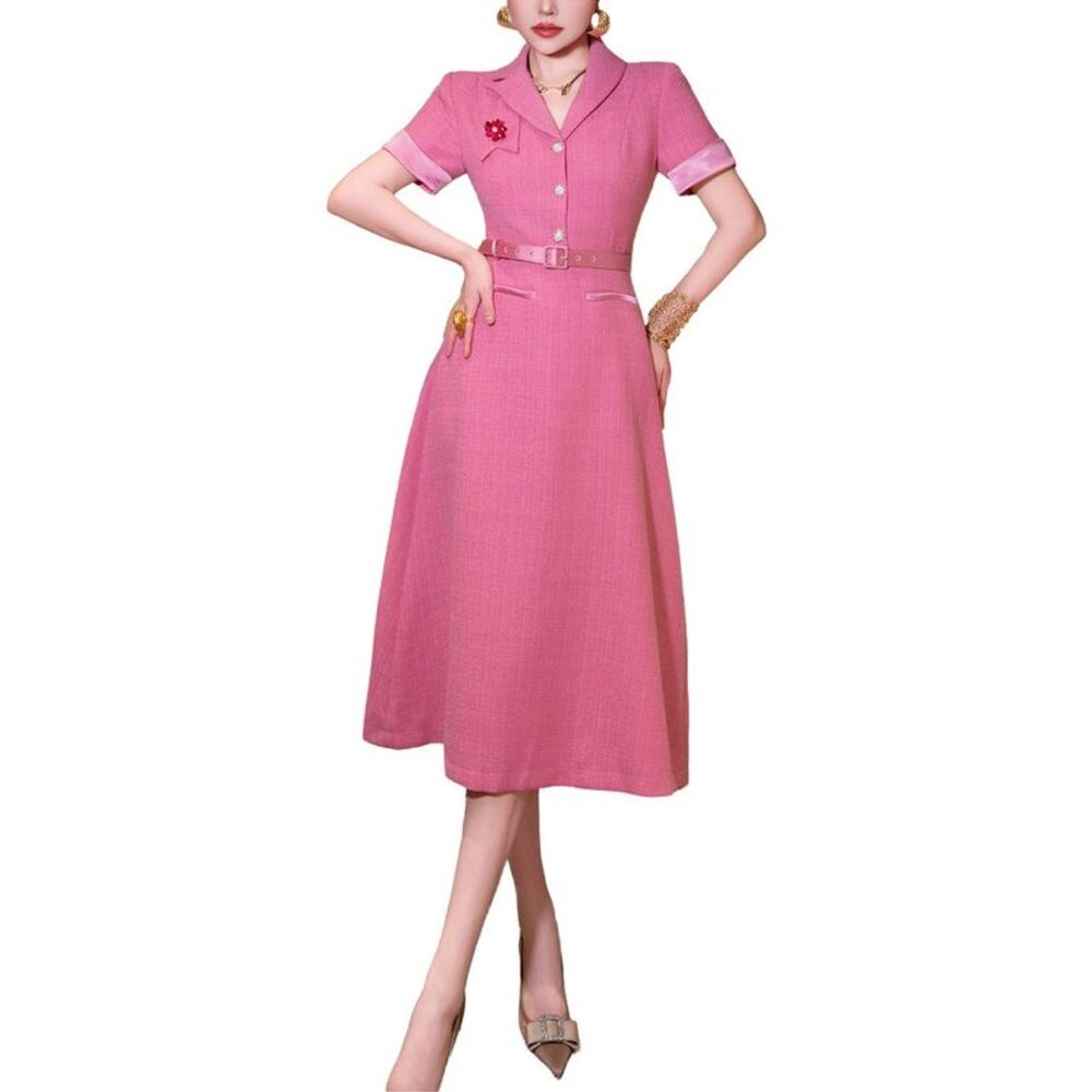 Burryco Womens Short Sleeve Midi Dress